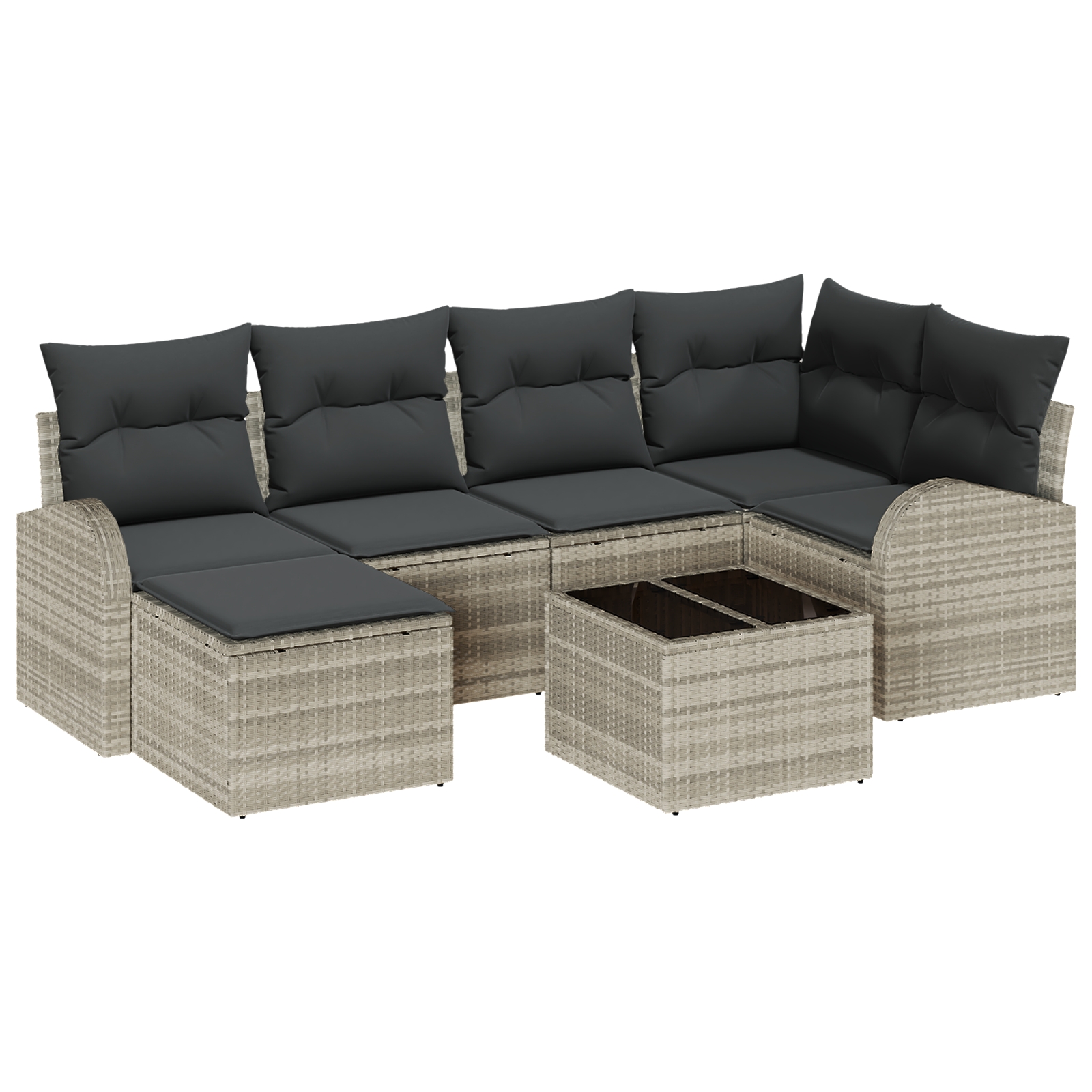 3354791 2 Set de canapele pentru grădină 7 pcs Gri deschis Rattan poli Set de canapele pentru grădină 7 pcs Gri deschis Rattan poli - imagine 2