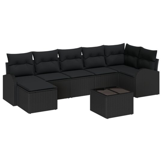 3354812 2 Set de canapele pentru grădină 8 pcs Negru Rattan poli 3354812 2