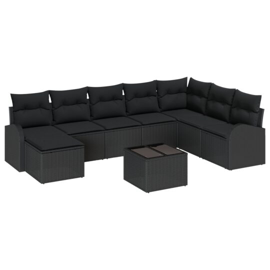 3354842 2 Set de canapele pentru grădină cu pernă 9 pcs Negru Rattan poli 3354842 2