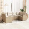 3354850 1 Set de canapele pentru grădină cu pernă 6 pcs Bej Rattan poli 3354850 1