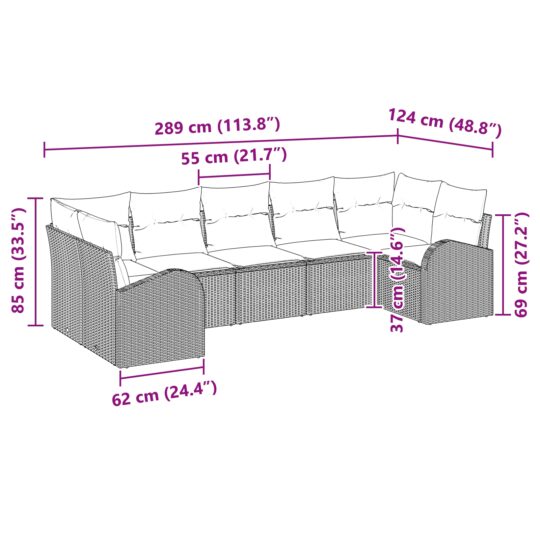3354860 12 Set de canapele pentru grădină 7 pcs Bej și alb Rattan poli 3354860 12