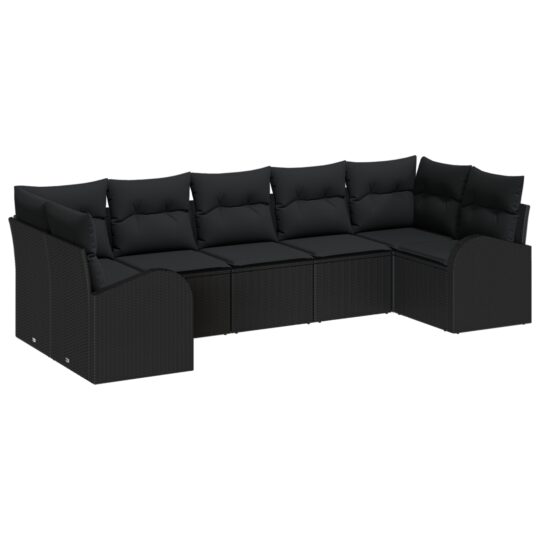 3354862 2 Set de canapele pentru grădină cu pernă 7 pcs Negru Rattan poli 3354862 2