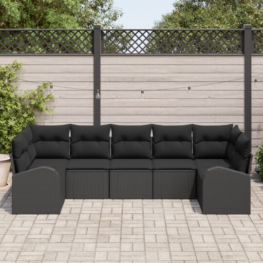 3354862 3 Set de canapele pentru grădină cu pernă 7 pcs Negru Rattan poli 3354862 3