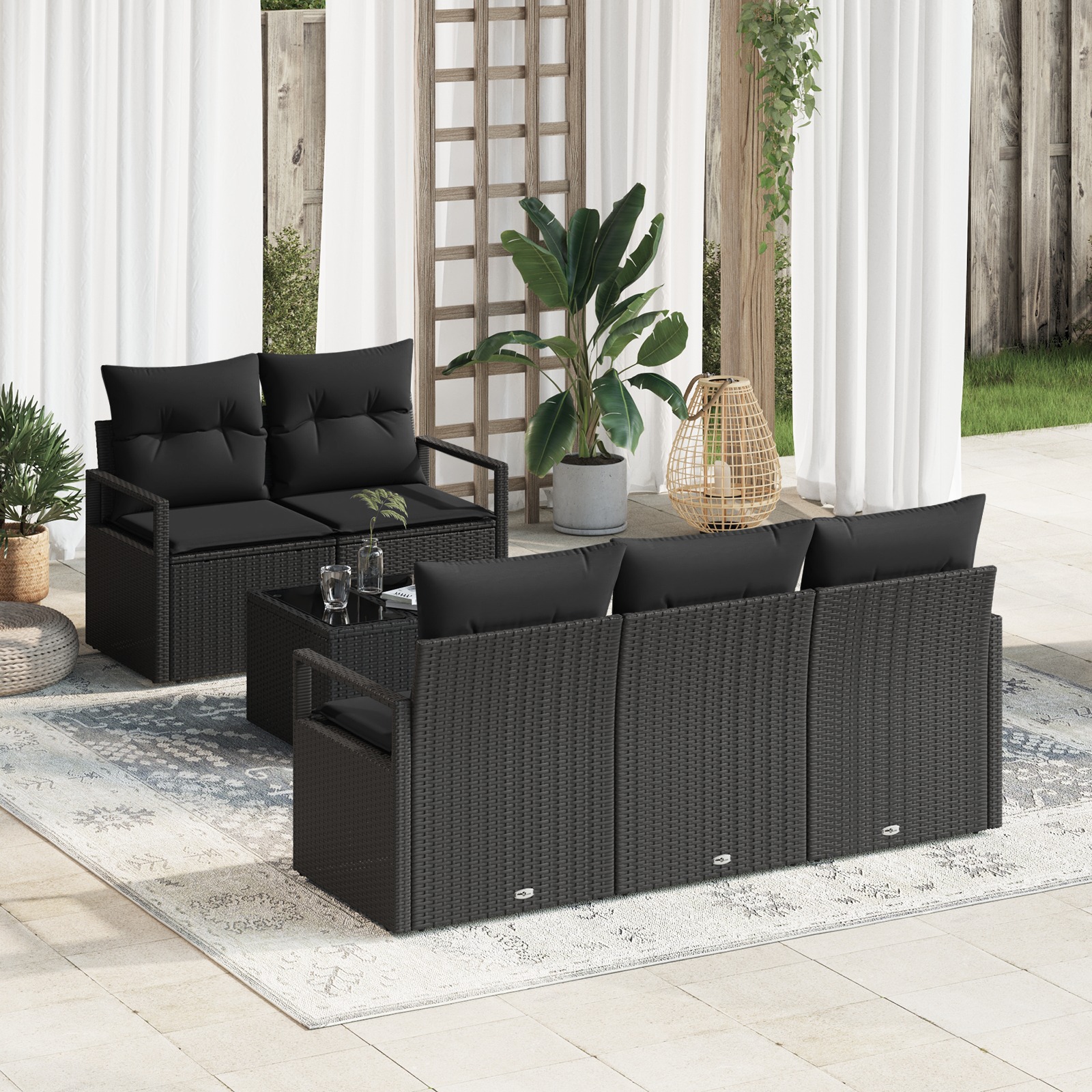 3354932 1 Set de canapele pentru grădină 6 pcs Negru 55 x 55 x 37 cm Set de canapele pentru grădină 6 pcs Negru 55 x 55 x 37 cm