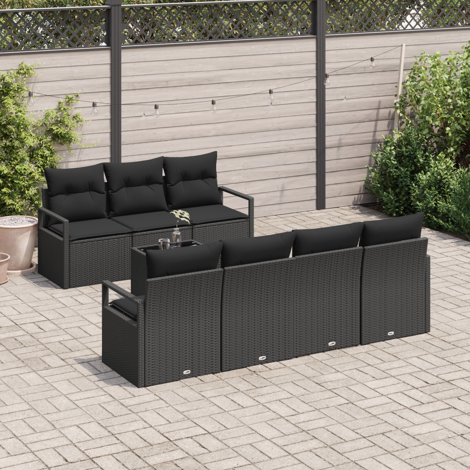 3354962 3 Set de canapele pentru grădină 8 pcs Negru 55 x 55 x 37 cm Set de canapele pentru grădină 8 pcs Negru 55 x 55 x 37 cm - imagine 3