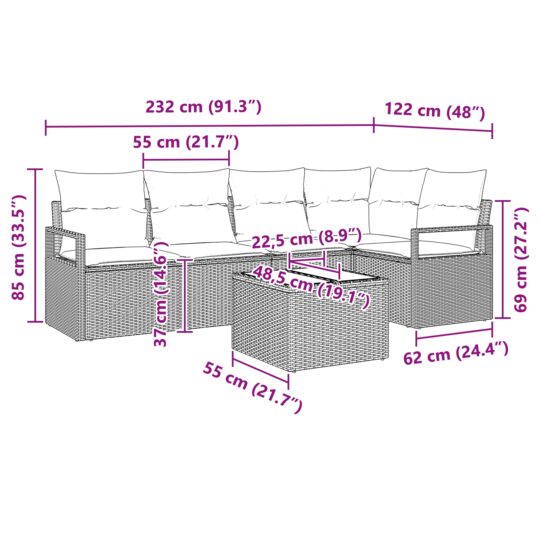 3355057 13 Set de canapele pentru grădină cu pernă 6 pcs Maro și Crem 3355057 13