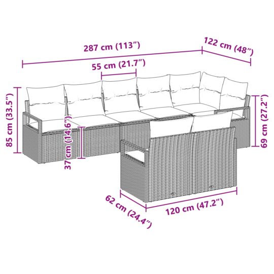 3355099 12 Set de canapele pentru grădină 8 pcs Beige și gri deschis 3355099 12