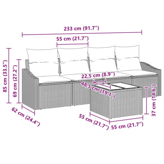 3355262 11 Set de canapele pentru grădină 5 pcs Negru 55 x 55 x 37 cm 3355262 11