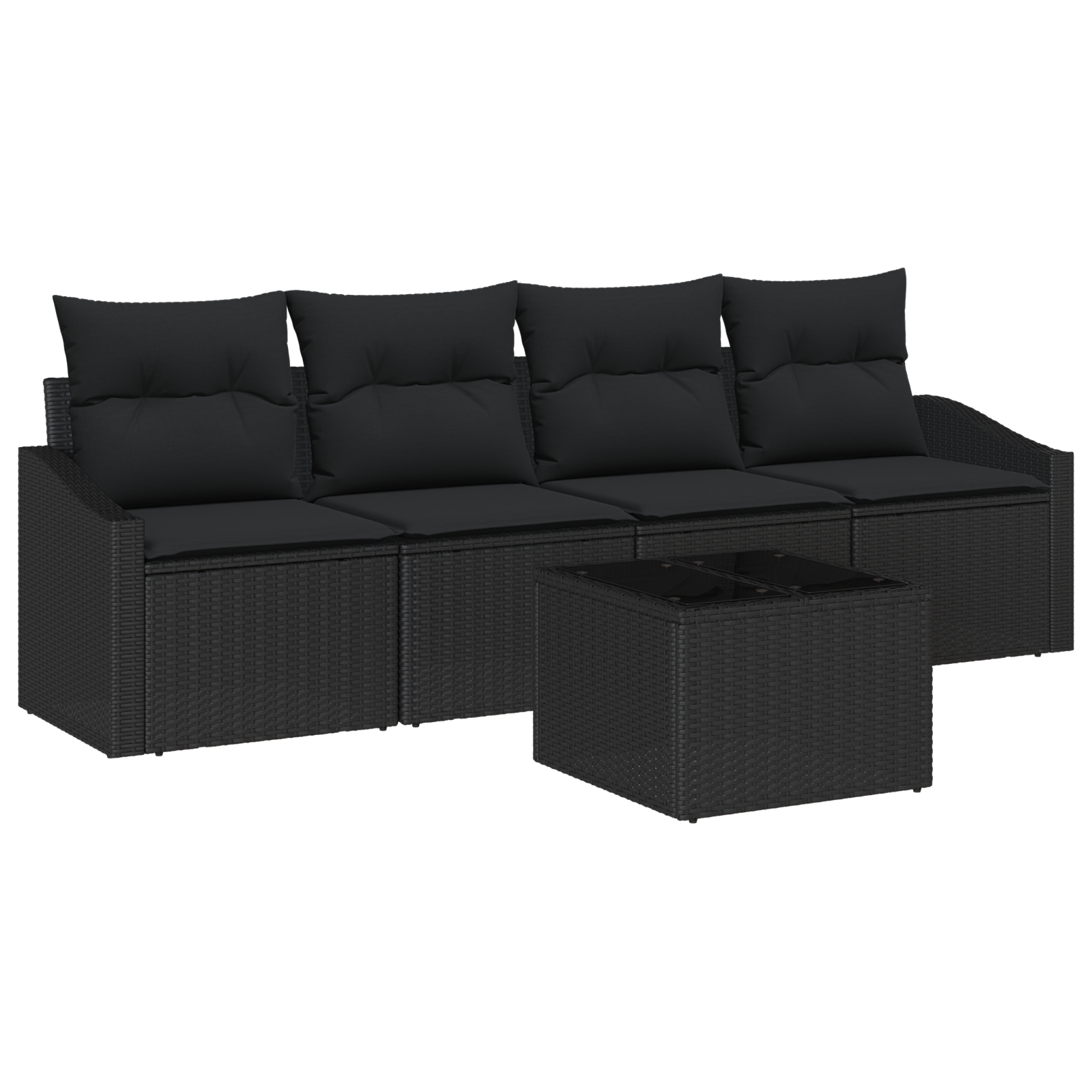 3355262 2 Set de canapele pentru grădină 5 pcs Negru 55 x 55 x 37 cm Set de canapele pentru grădină 5 pcs Negru 55 x 55 x 37 cm - imagine 2