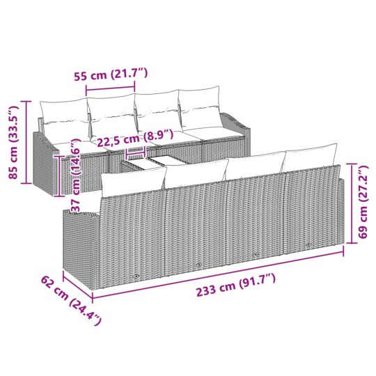 3355319 11 Set de canapele pentru grădină 7 pcs Bej și gri 55 x 55 x 37 cm 3355319 11