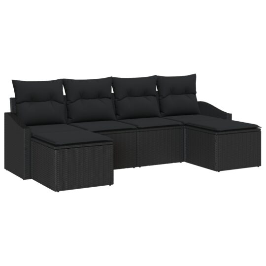 Alternative view of Set de masă pentru grădină cu pernă cu depozitare 6 pcs Negru