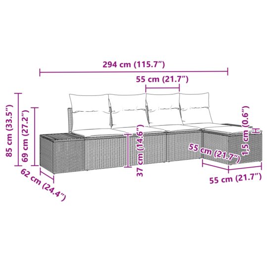 3355691 12 Set de canapele pentru grădină cu pernă 5 pcs Gri deschis 3355691 12