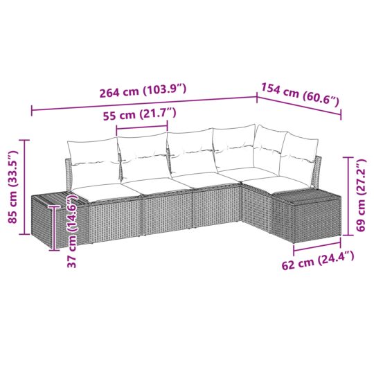 3355726 12 Set de canapele pentru grădină cu pernă 5 pcs Negru și Crem 3355726 12