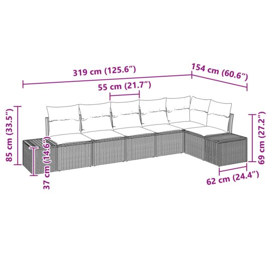 3355751 12 Set de canapele pentru grădină cu pernă 6 pcs Gri deschis 3355751 12