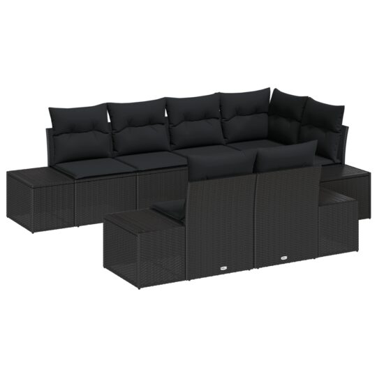 3355772 2 Set de canapele pentru grădină cu pernă 7 pcs Negru 3355772 2