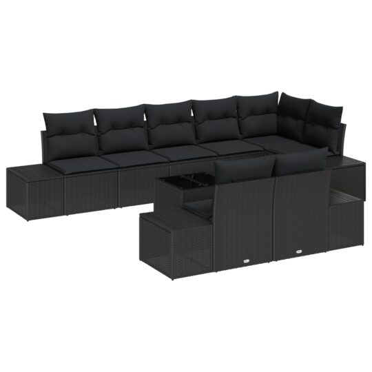 3355792 2 Set de canapele pentru grădină 9 pcs Negru 319 x 154 x 85 cm 3355792 2