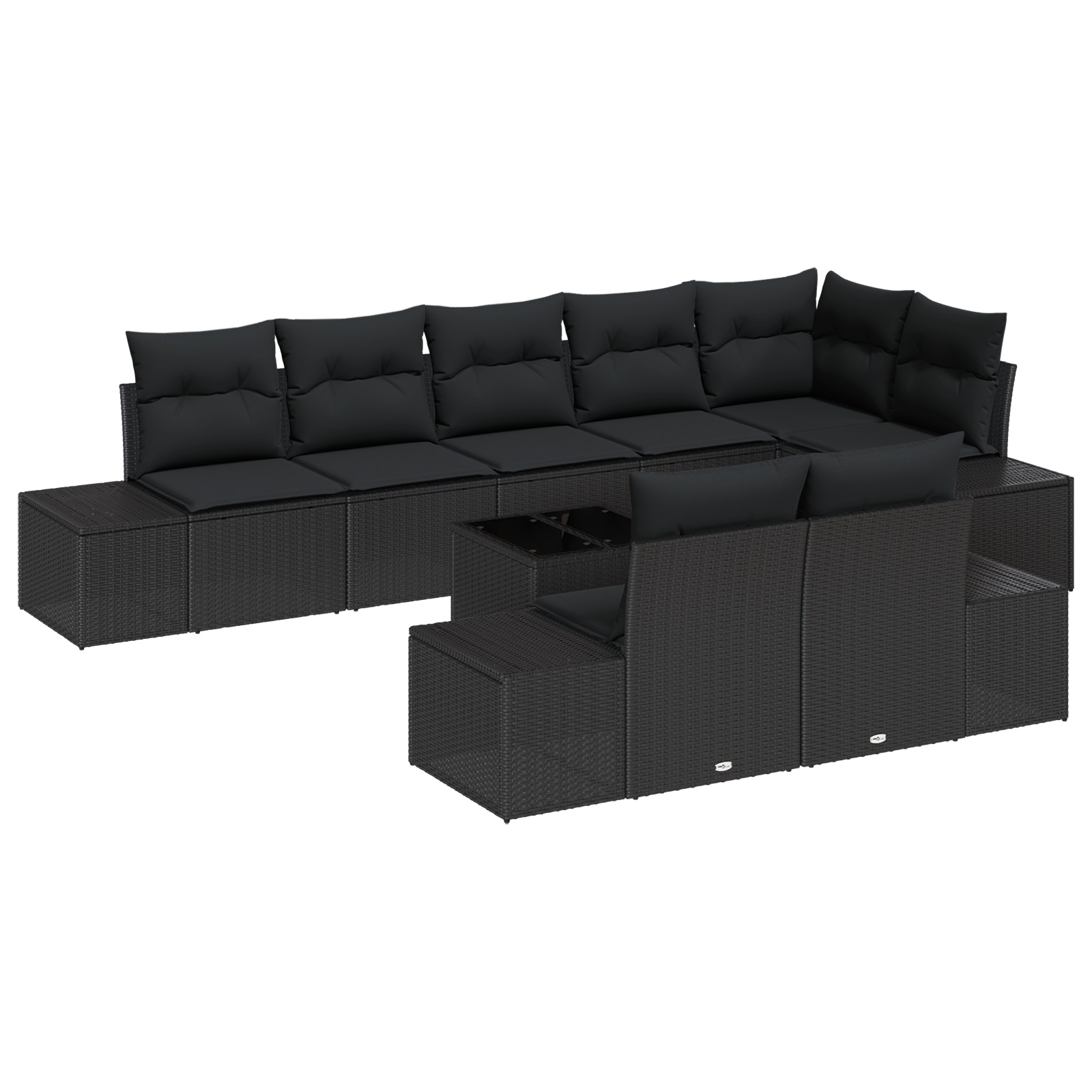 3355792 2 Set de canapele pentru grădină 9 pcs Negru 319 x 154 x 85 cm Set de canapele pentru grădină 9 pcs Negru 319 x 154 x 85 cm - imagine 2