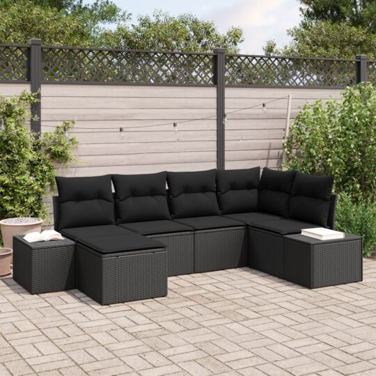 Set de canapele pentru grădină 6 pcs Negru 264 x 154 x 85 cm