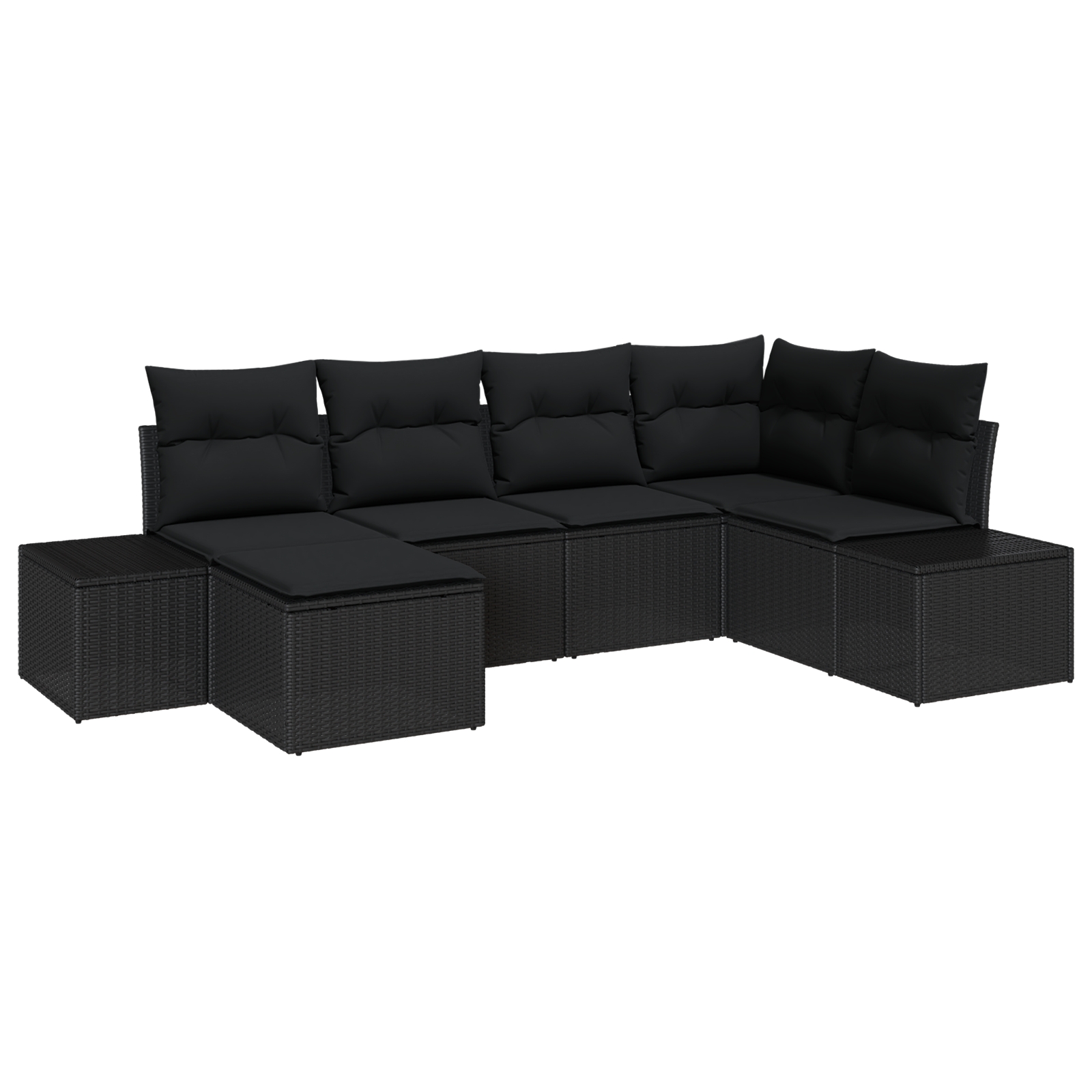 3355802 2 Set de canapele pentru grădină 6 pcs Negru 264 x 154 x 85 cm Set de canapele pentru grădină 6 pcs Negru 264 x 154 x 85 cm - imagine 2
