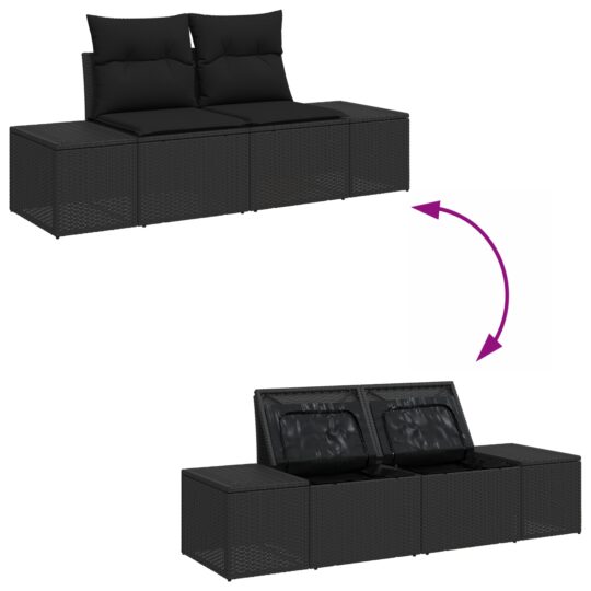 3355812 11 Set de canapele pentru grădină 7 pcs Negru 264 x 154 x 85 cm 3355812 11