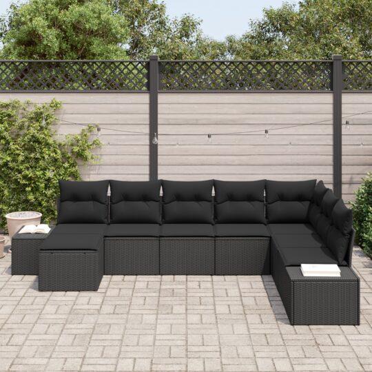 3355852 3 Set de canapele pentru grădină 8 pcs Negru 319 x 209 x 85 cm 3355852 3
