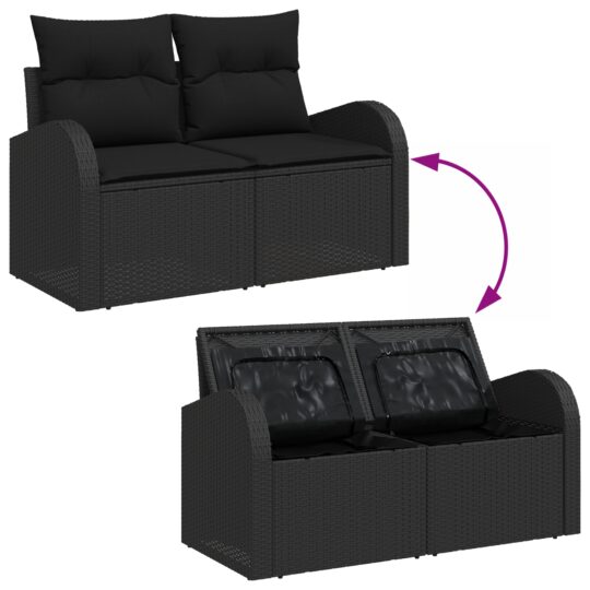 3356203 12 Set de canapele pentru grădină 7 pcs Negru 3356203 12