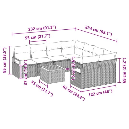 3356353 13 Set de canapele pentru grădină 9 pcs Negru și alb 3356353 13