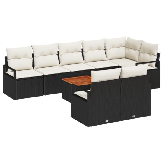 3356388 2 Set de canapele pentru grădină 9 pcs Negru și alb 3356388 2