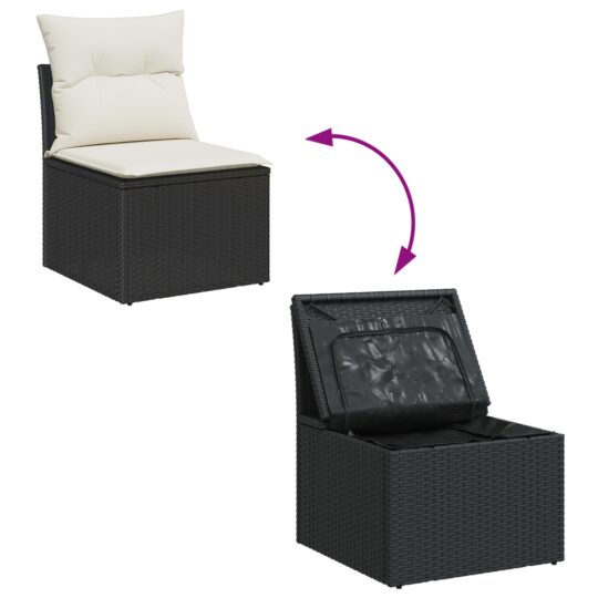 3356697 10 Set de canapele pentru grădină cu pernă 7 pcs Negru Rattan poli 3356697 10