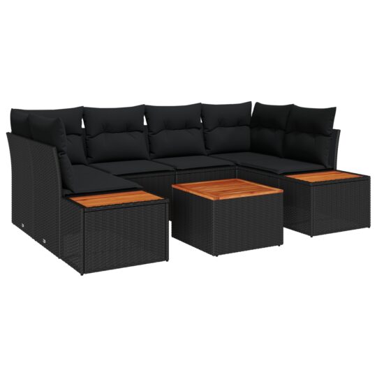 3356703 2 Set de canapele pentru grădină cu pernă 6 pcs Negru Rattan poli 3356703 2