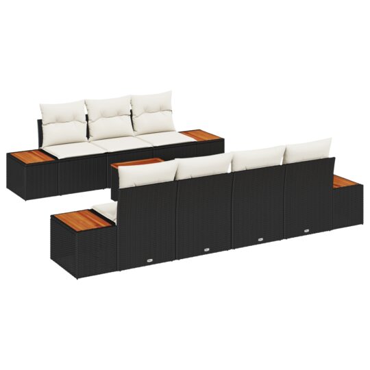 Alternative view of Set de canapele pentru grădină cu pernă 8 pcs Negru Rattan poli