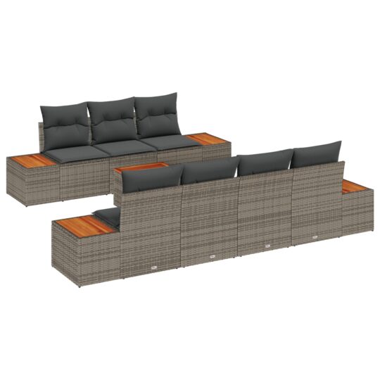 Alternative view of Set de canapele pentru grădină cu pernă 8 pcs Gri Rattan poli