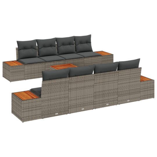 Alternative view of Set de canapele pentru grădină cu pernă 9 pcs Gri Rattan poli
