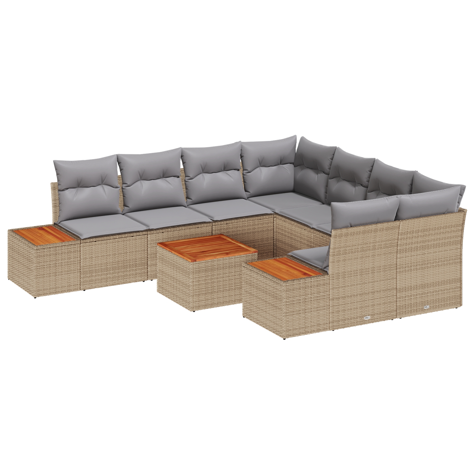3356725 2 Set de canapele pentru grădină cu pernă 9 pcs Bej Rattan poli Set de canapele pentru grădină cu pernă 9 pcs Bej Rattan poli - imagine 2