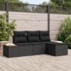 3356728 1 Set de canapele pentru grădină 4 pcs Negru 184 x 62 x 85 cm 3356728 1