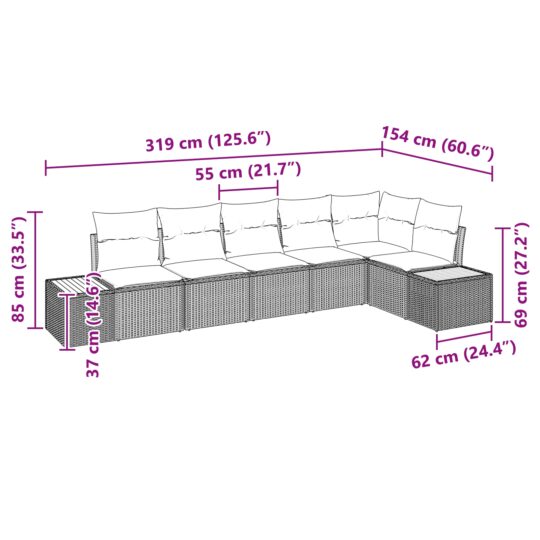 3356766 12 Set de canapele pentru grădină cu pernă 6 pcs bej și crem 3356766 12
