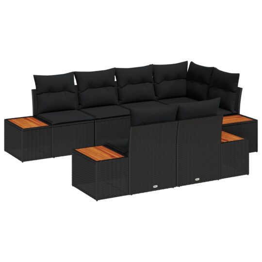 3356773 2 Set de canapele pentru grădină 7 pcs Negru 264 x 154 x 85 cm 3356773 2