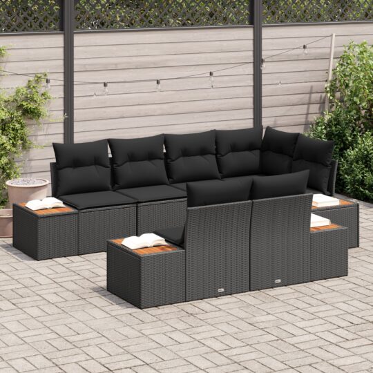 3356773 3 Set de canapele pentru grădină 7 pcs Negru 264 x 154 x 85 cm 3356773 3