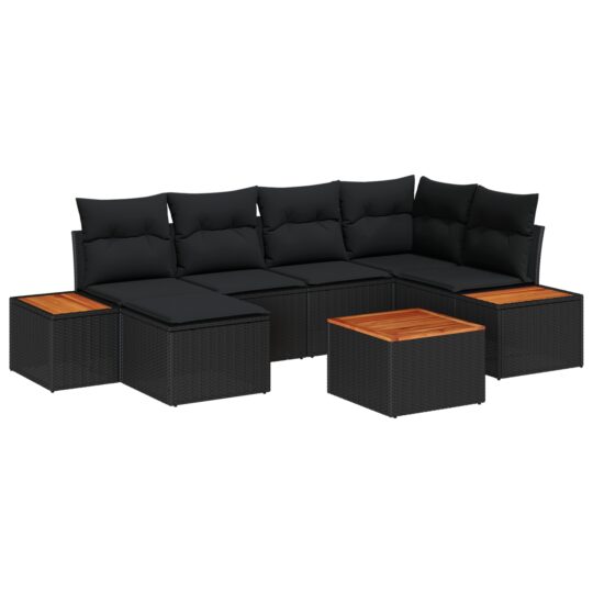 3356793 2 Set de canapele pentru grădină 7 pcs Negru 264 x 154 x 85 cm 3356793 2
