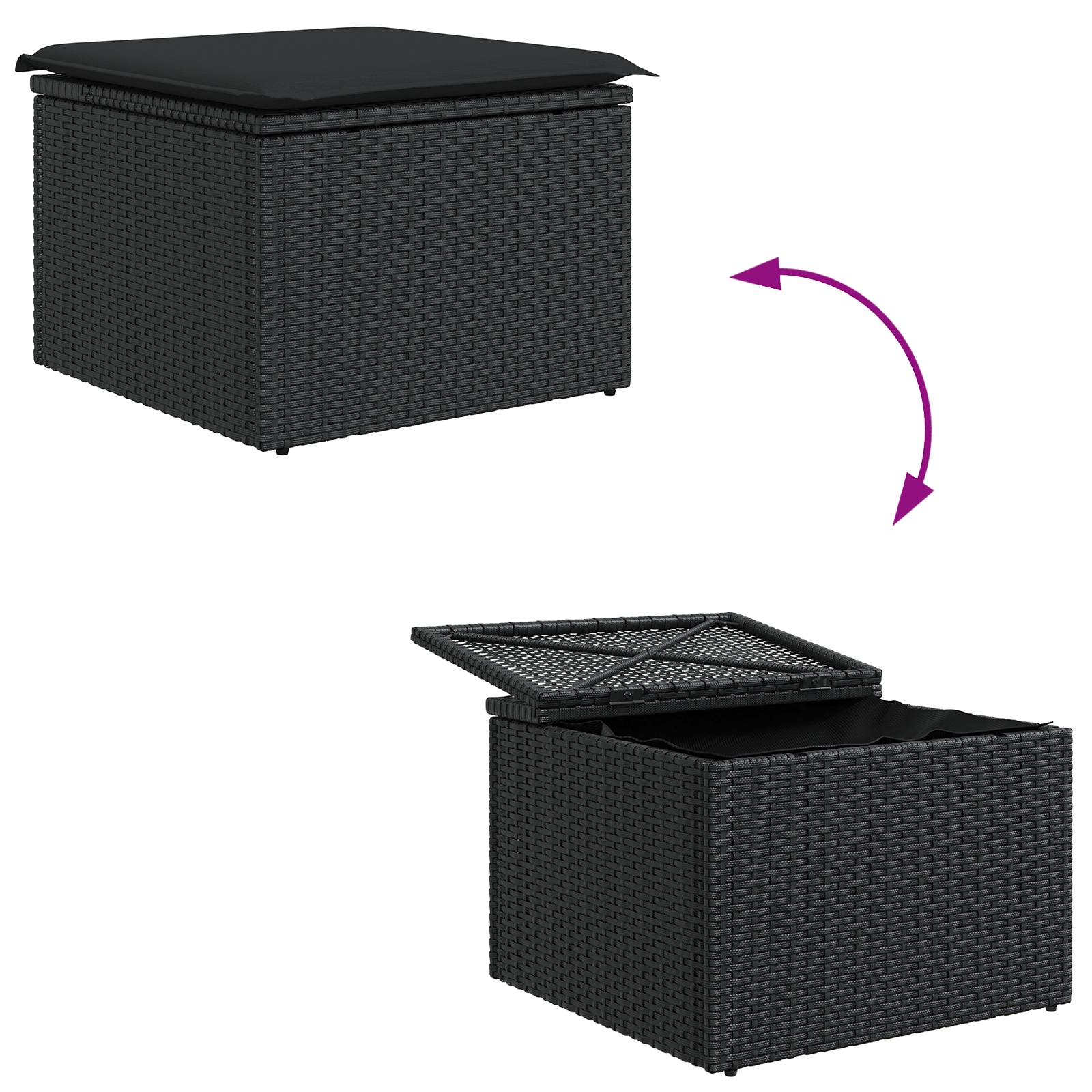 3356808 11 Set de canapele pentru grădină 6 pcs Negru 184 x 62 x 85 cm Set de canapele pentru grădină 6 pcs Negru 184 x 62 x 85 cm - imagine 11