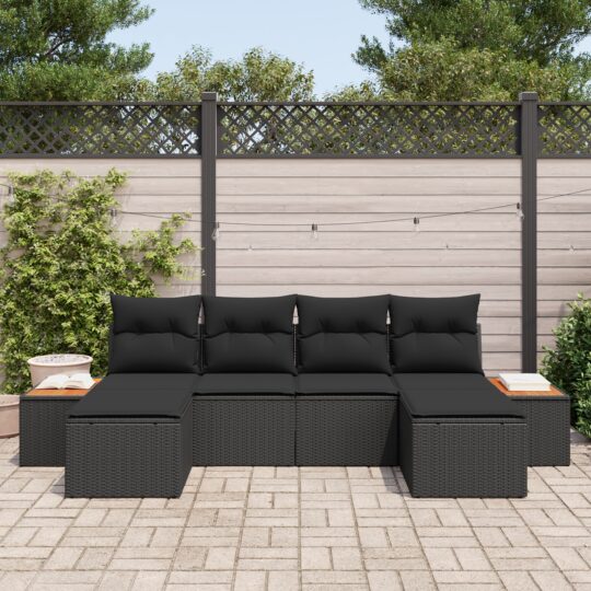 3356808 3 Set de canapele pentru grădină 6 pcs Negru 184 x 62 x 85 cm 3356808 3
