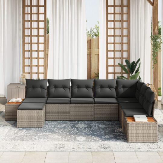 3356814 3 Set de canapele pentru grădină 8 pcs Gri 319 x 209 x 85 cm 3356814 3