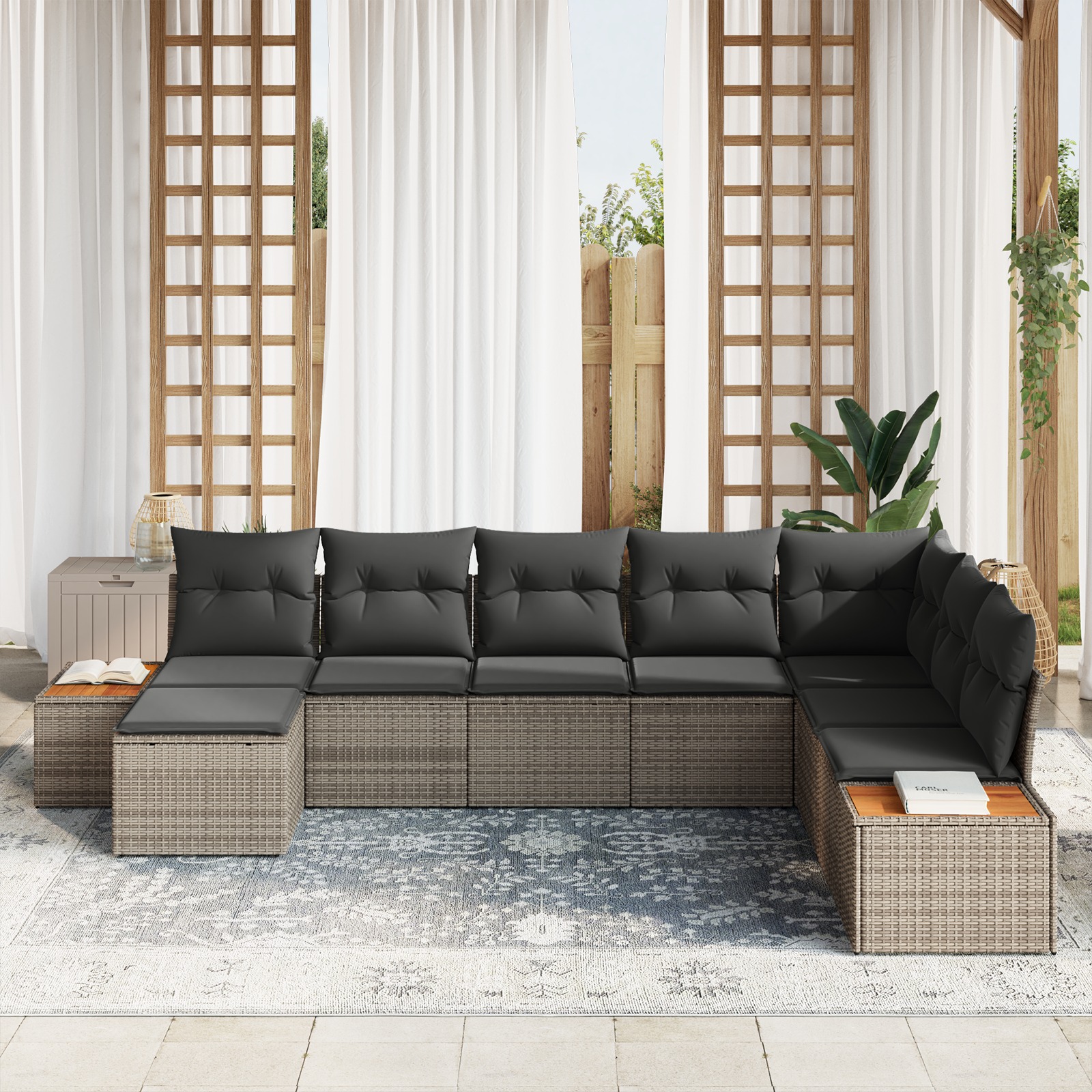 3356814 3 Set de canapele pentru grădină 8 pcs Gri 319 x 209 x 85 cm Set de canapele pentru grădină 8 pcs Gri 319 x 209 x 85 cm - imagine 3