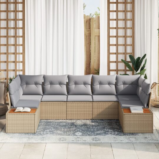 3356830 3 Set de canapele pentru grădină 7 pcs bej și gri deschis 3356830 3