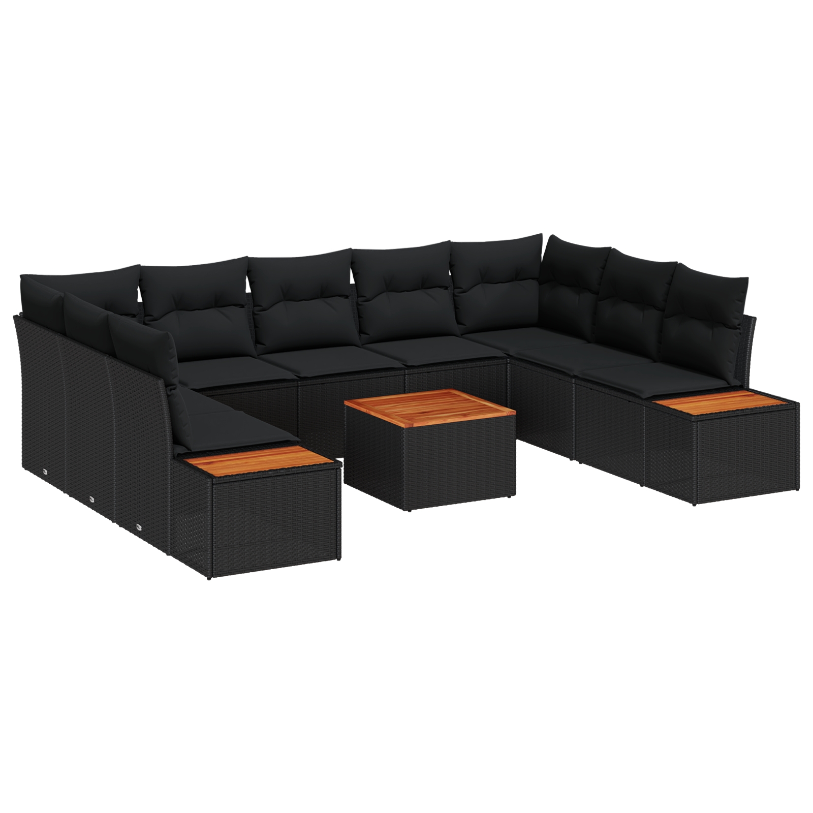 3356838 2 Set de canapele pentru grădină 6 pcs Negru 289 x 209 x 85 cm Set de canapele pentru grădină 6 pcs Negru 289 x 209 x 85 cm - imagine 2