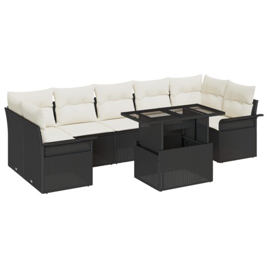 Alternative view of Set de canapele pentru grădină cu pernă 8 pcs Negru Rattan poli
