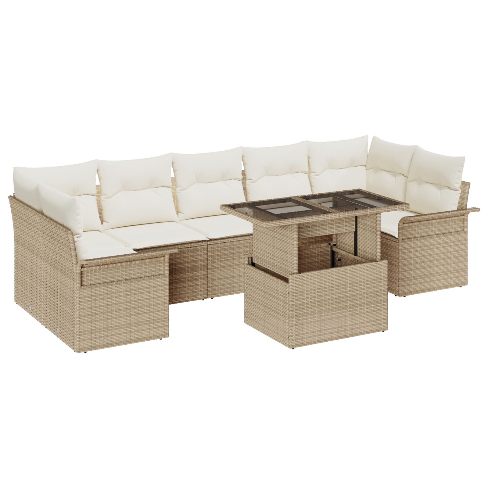 3356974 2 Set de canapele pentru grădină cu pernă 8 pcs Bej Rattan poli Set de canapele pentru grădină cu pernă 8 pcs Bej Rattan poli - imagine 2