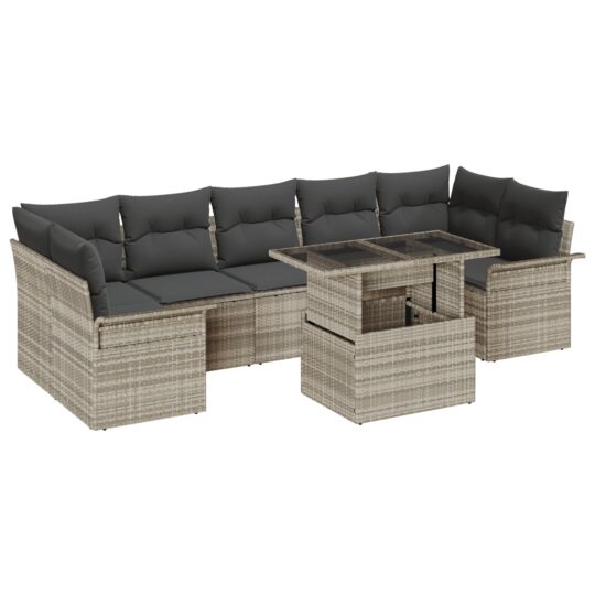 3356975 2 Set de canapele pentru grădină 8 pcs Gri deschis Rattan poli 3356975 2
