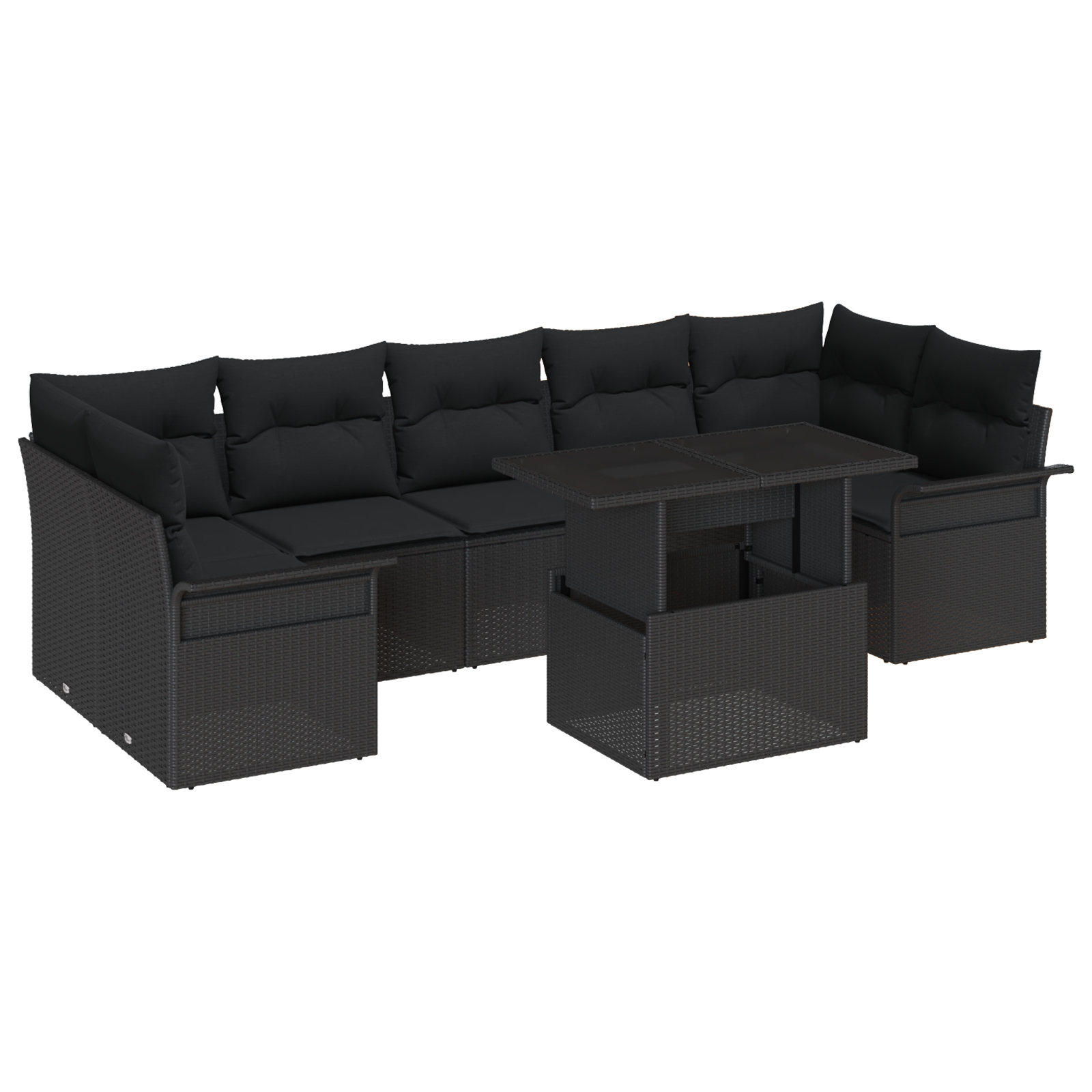3356976 2 Set de canapele pentru grădină cu pernă 8 pcs Negru Rattan poli Set de canapele pentru grădină cu pernă 8 pcs Negru Rattan poli - imagine 2
