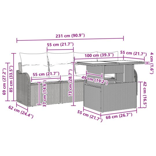 3357101 13 Set de canapele pentru grădină 5 pcs Maro 100 x 55 x 73 cm 3357101 13